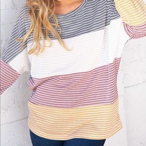 Thermal color block dolman boutique shirt